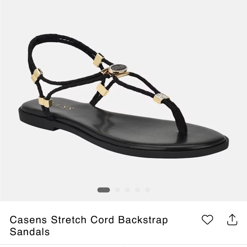 GUESS Black Stretch Cord Backstrap Sandals